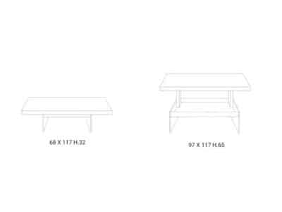 שולחן פונקציונאלי לסלון דגם BELLAGIO OZZIO ITALIA מידות